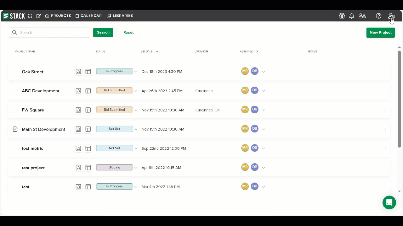 GIF showing how to create company labels