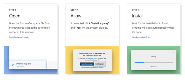 Chrome PC install screenshot