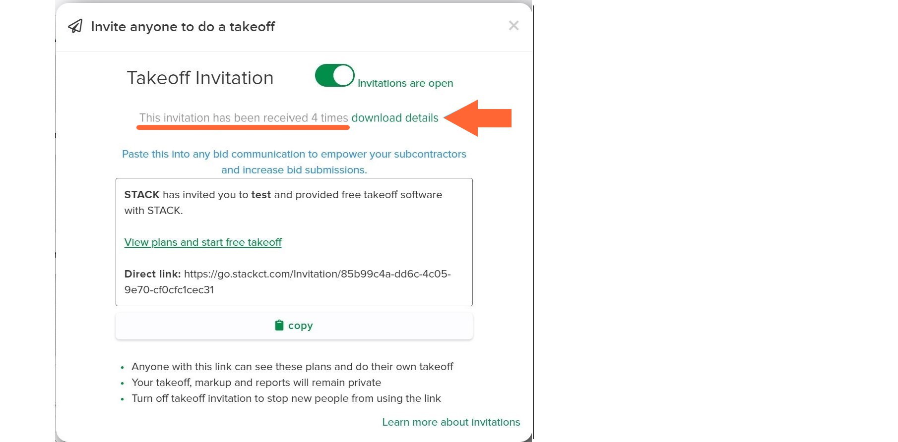 Download invitee data with arrow(1)