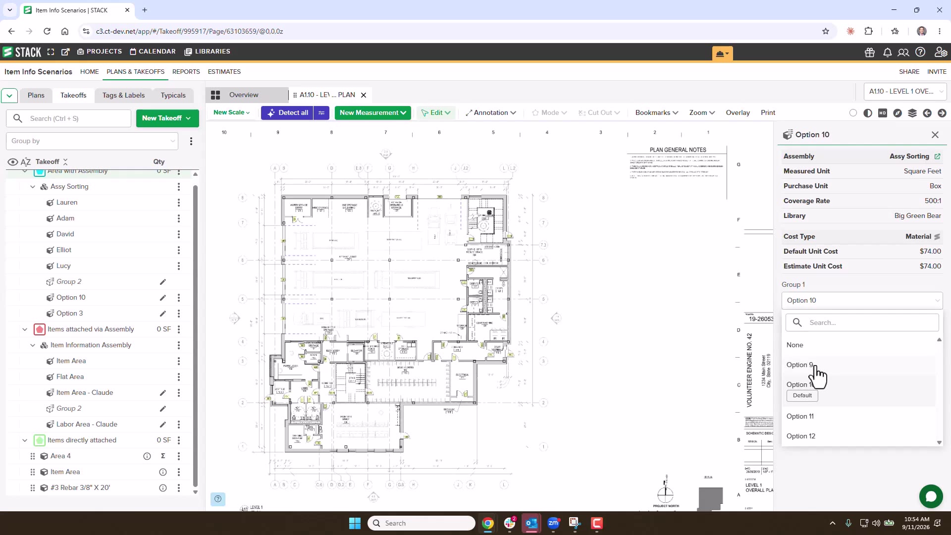 Item Group selection dropdown in the Item Information Panel